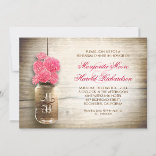 ländliche Hochzeitsprobe-Einladungen im Mason-Topf Einladung