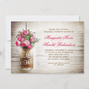 ländliche Hochzeitsprobe-Einladungen im Mason-Topf Einladung