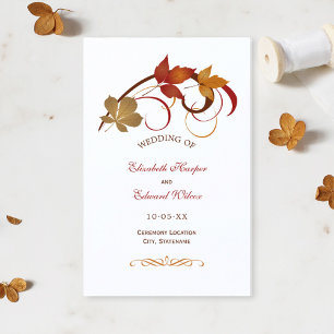 Ländliche Hochzeitsprogramme mit fallenden Blätter