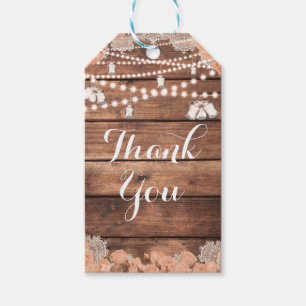 Ländliche Holzspitze Pfirsichrosen Elegante Favors Geschenkanhänger