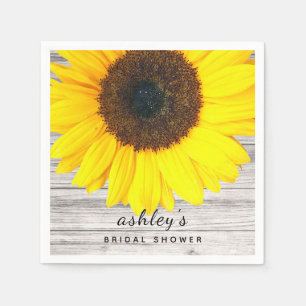 Ländliche Holzstruktur Sonnenblume Party Papier Serviette