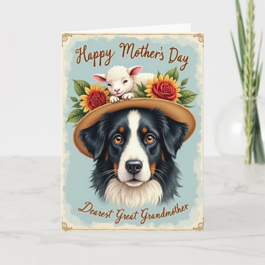 Ländliche Hund Blumen Muttertagskarte Karte (Vorderseite)