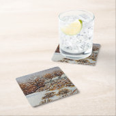 ländliche Hütten Schneeszene Weihnachtszeit Rechteckiger Pappuntersetzer (Vor Ort)