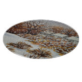 ländliche Hütten Schneeszene Weihnachtszeit Schneidebrett (Ecke)