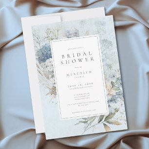 Ländliche Hydrangea Blau Weiße Blumige Hochzeitsdu Einladung
