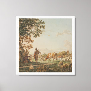 Ländliche Idylle, altes ländliches Landschaftsbild Leinwanddruck