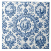 Ländliche Idylle Französische Toile-Blau Fliese (Vorderseite)