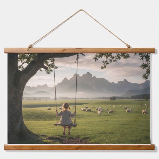 Ländliche Idylle Wandteppich Mit Holzrahmen (Vorne)