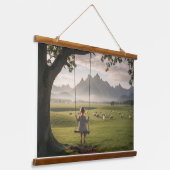 Ländliche Idylle Wandteppich Mit Holzrahmen (Gewinkelt)