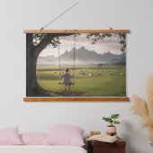 Ländliche Idylle Wandteppich Mit Holzrahmen (Schlafzimmer)