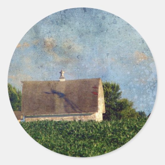 Ländliche Iowa-Scheune 4 Runder Aufkleber (Vorderseite)