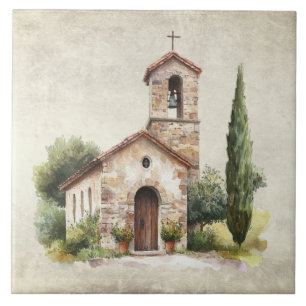 Ländliche italienische Kirche Toskana Szene Fliese