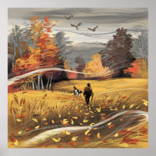 Ländliche Jagd Fasant Jagd Herbst Natur Poster