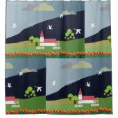 Ländliche Kirche Duschvorhang (Vorderseite)