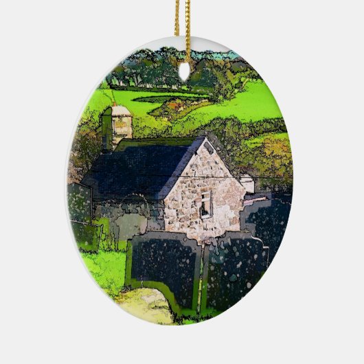 LÄNDLICHE KIRCHE KERAMIKORNAMENT (Rechts)