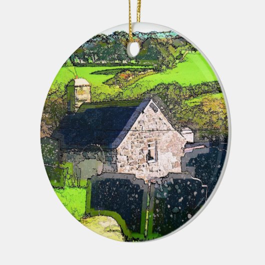 LÄNDLICHE KIRCHE KERAMIKORNAMENT (Links)