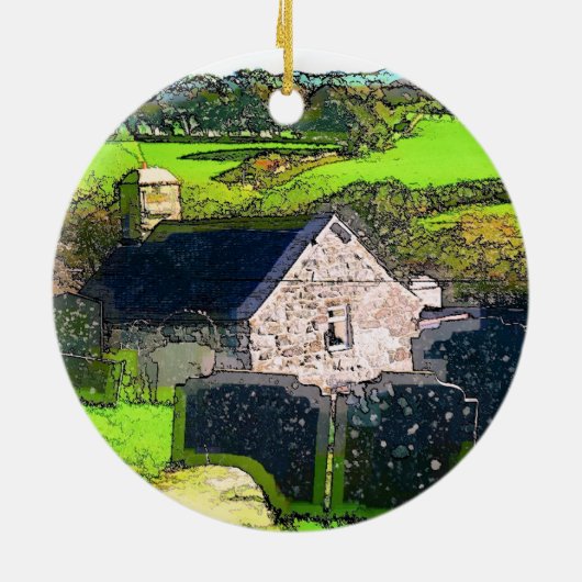 LÄNDLICHE KIRCHE KERAMIKORNAMENT (Hinten)