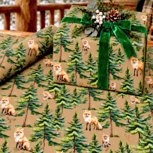 Ländliche Kraft Rotfuchs-Familie im Wald Geschenkpapier