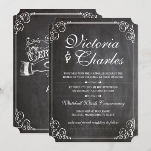 Ländliche Kreidetafel-Einladung im Vintage-Typogra Einladung