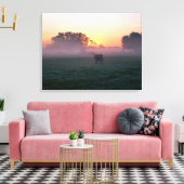 Ländliche Kuh in der Sunrise Mist 3-Panel-Leinwand Leinwanddruck (Insitu (Wohnzimmer))
