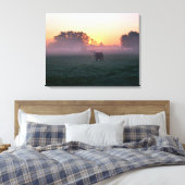 Ländliche Kuh in der Sunrise Mist 3-Panel-Leinwand Leinwanddruck (Insitu (Schlafzimmer))