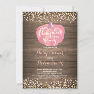 Ländliche Kürbis-Rosa-Gold-Baby-Shower-Einladung Einladung