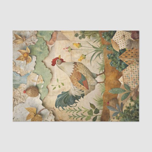 Ländliche Landcollage mit Hühnerhandwerk Seidenpapier (Vorderseite)