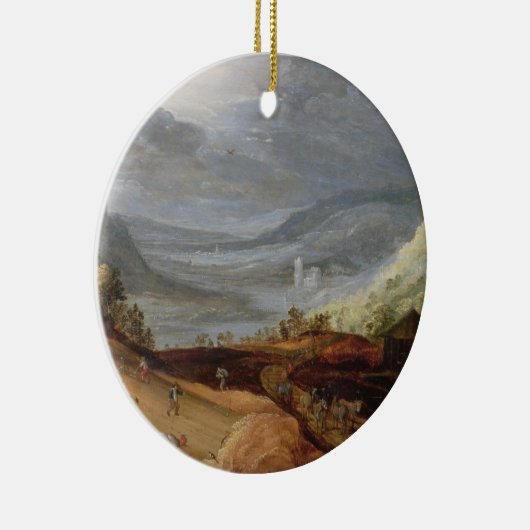 Ländliche Landschaft mit einem Bauern, der Pferde, Keramik Ornament (Rechts)