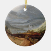Ländliche Landschaft mit einem Bauern, der Pferde, Keramik Ornament (Vorne)