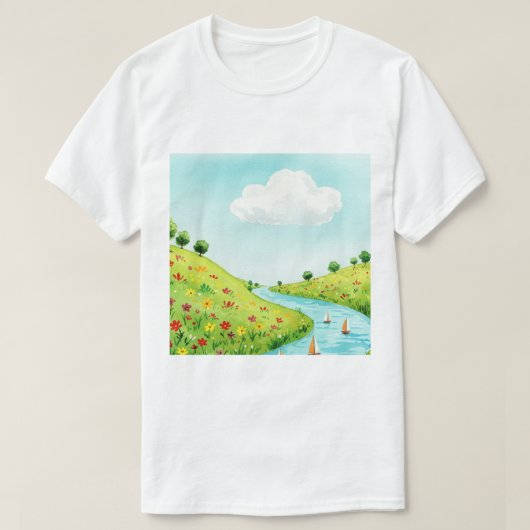Ländliche Landschaft T-Shirt (Design vorne)