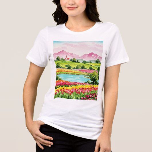 Ländliche Landschaft Tri-Blend Shirt (Vorderseite)