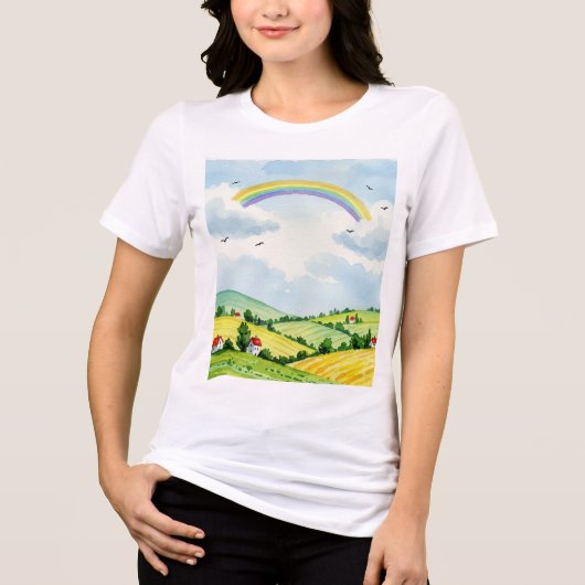 Ländliche Landschaft Tri-Blend Shirt (Vorderseite)