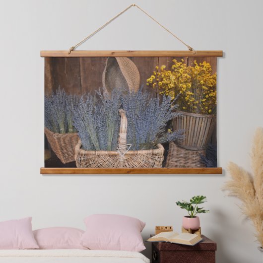 Ländliche Lavendelernte Wandteppich Mit Holzrahmen (Schlafzimmer)
