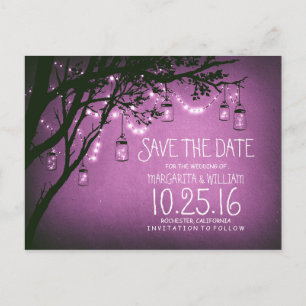 ländliche Lichter im Mason- Glas Save-the-Date Ankündigungspostkarte