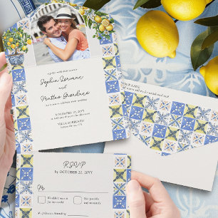 Ländliche mediterrane Hochzeit im Zitronenhain und All In One Einladung