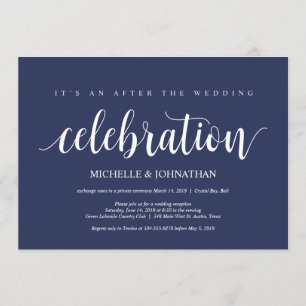 Ländliche Navy-Blau Hochzeits-Elopement-Rezeption Einladung