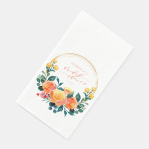 Ländliche Orange-Wasserfarbe-Floral-Brautparty  Serviette