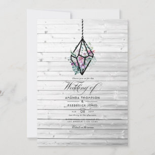 Ländliche Pastell-Blumen-Terrarium-Gartenhochzeit Einladung