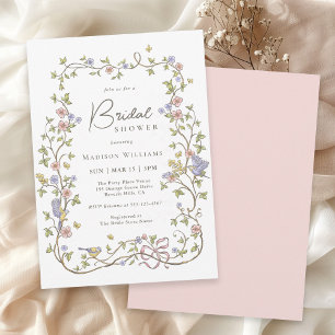 Ländliche Pastell-Wildblumen Botanische Hochzeitsd Einladung