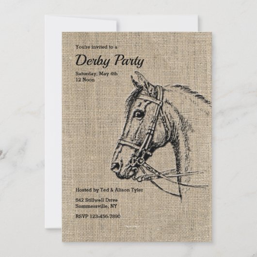 Ländliche Pferderby-Party Einladung (Vorderseite)