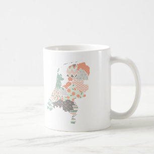 Ländliche Provinz Karte Geometric Patchwork Style Kaffeetasse