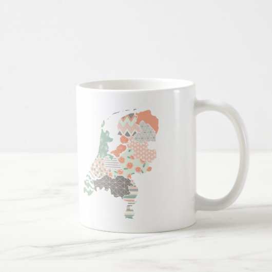 Ländliche Provinz Karte Geometric Patchwork Style Kaffeetasse (Rechts)