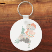 Ländliche Provinz Karte Geometric Patchwork Style Schlüsselanhänger (Vorderseite)