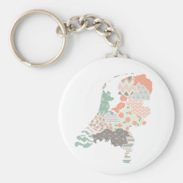 Ländliche Provinz Karte Geometric Patchwork Style Schlüsselanhänger