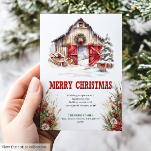 Ländliche Ranch-Weihnachtsgrußkarte editierbar Feiertagskarte