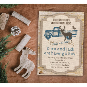 Ländliche Rehkitz-LKW-Baby-Party-Einladung für Jun Einladung
