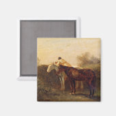 Ländliche Rendezvous (Romantischer Kuss auf dem Pf Magnet (Vorderseite/Rückseite)