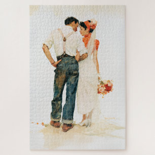 Ländliche Romantik-Hochzeitsillustration Puzzle