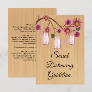 Ländliche rosa Blumen-Mason-Glas-Sicherheitsmaßnah Begleitkarte
