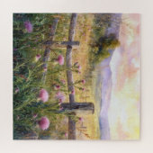 Ländliche rosa Disteln Puzzle (Horizontal)